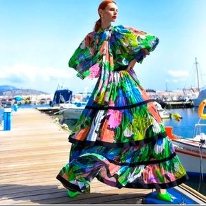 Iris Apfel X H&M Multicolored Ruffle Maxi Skirt